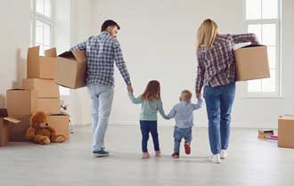 Family moving boxes